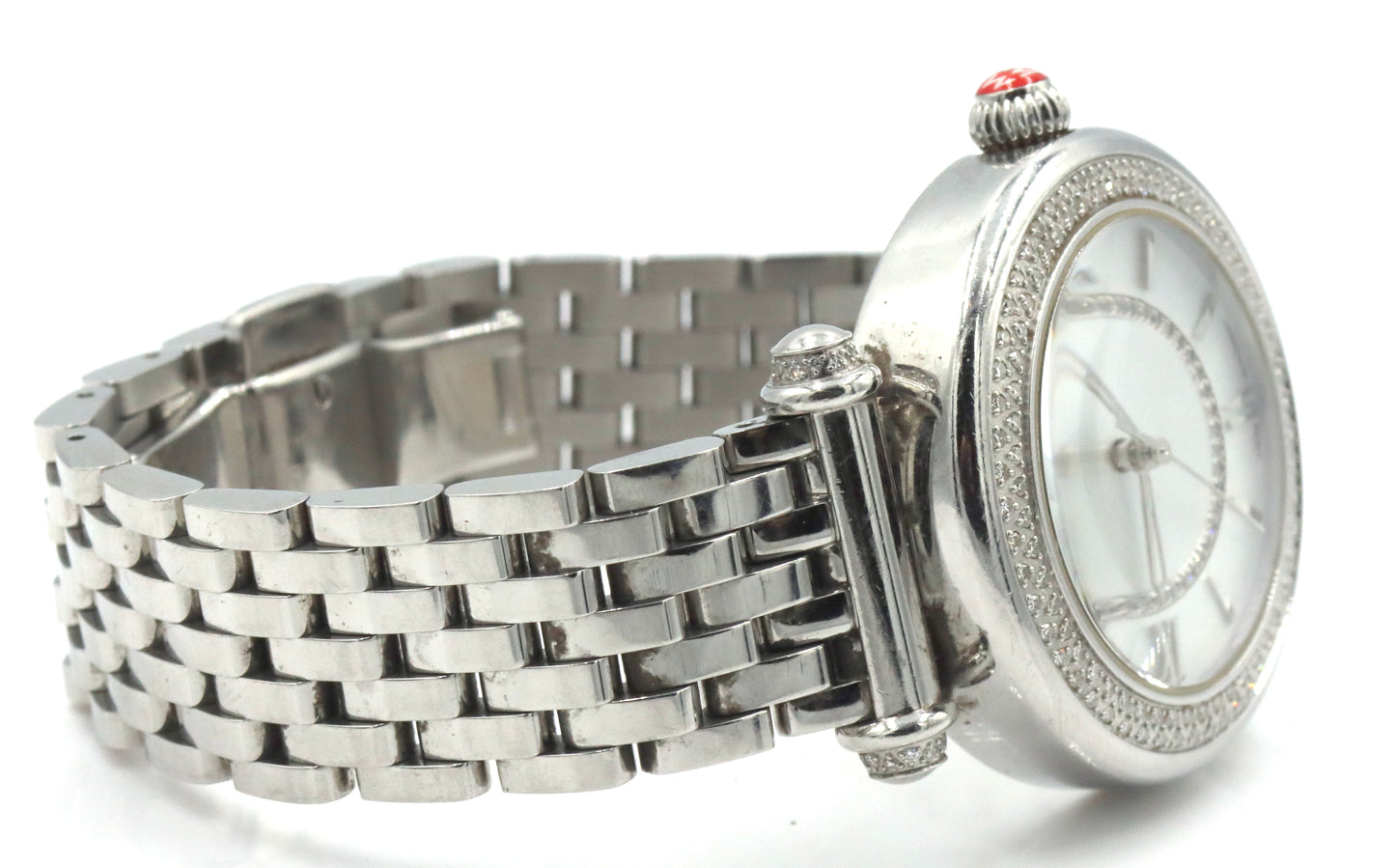 Michele Caber mid quartz mother of pearl diamond dial watch