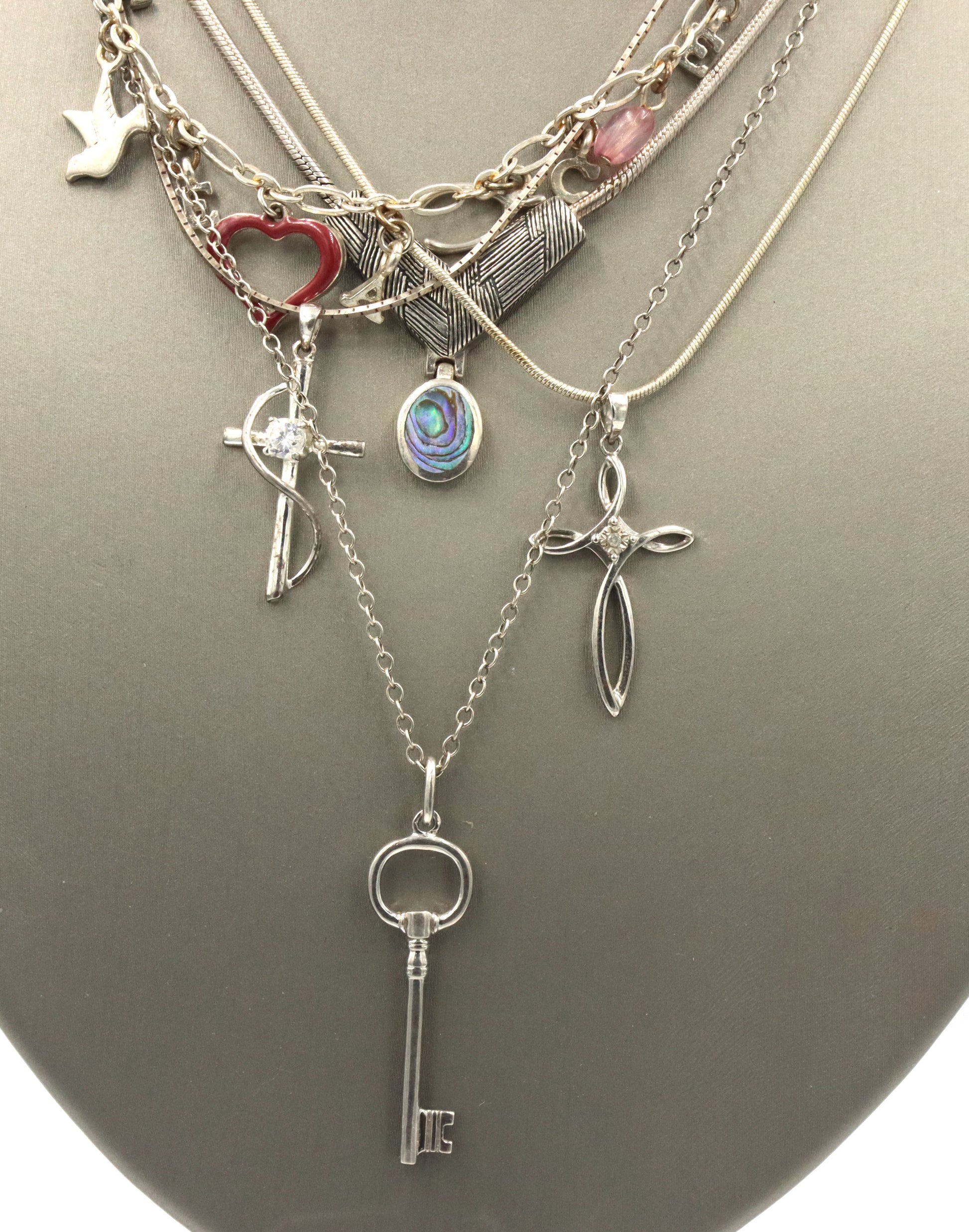 Vintage 925 sterling silver group lot of 7 necklaces