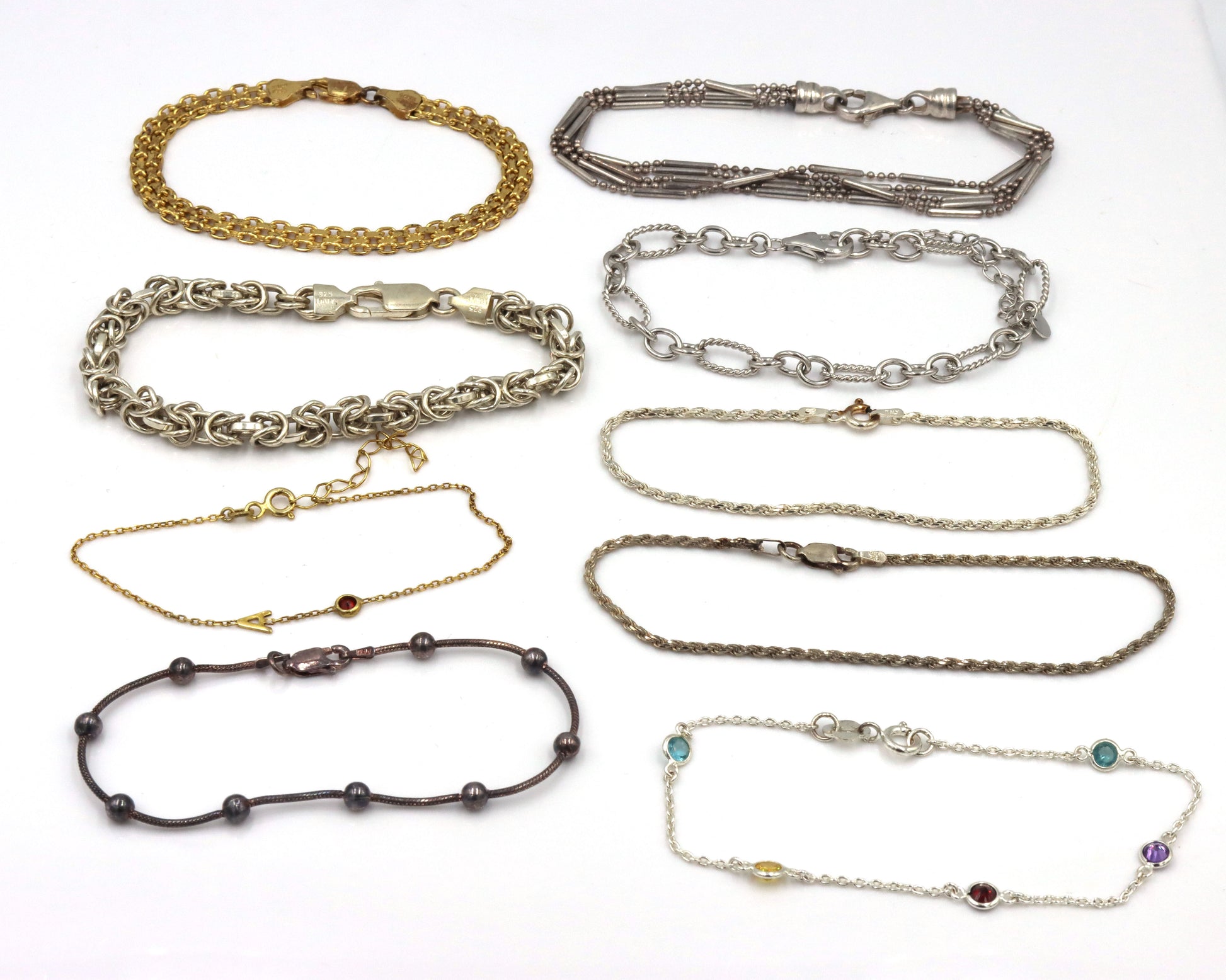 Vintage 925 sterling silver group lot of 9 bracelets