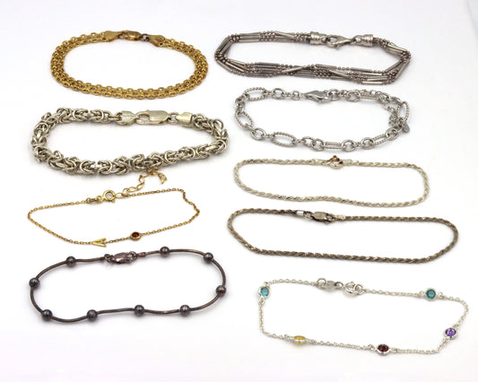 Vintage 925 sterling silver group lot of 9 bracelets