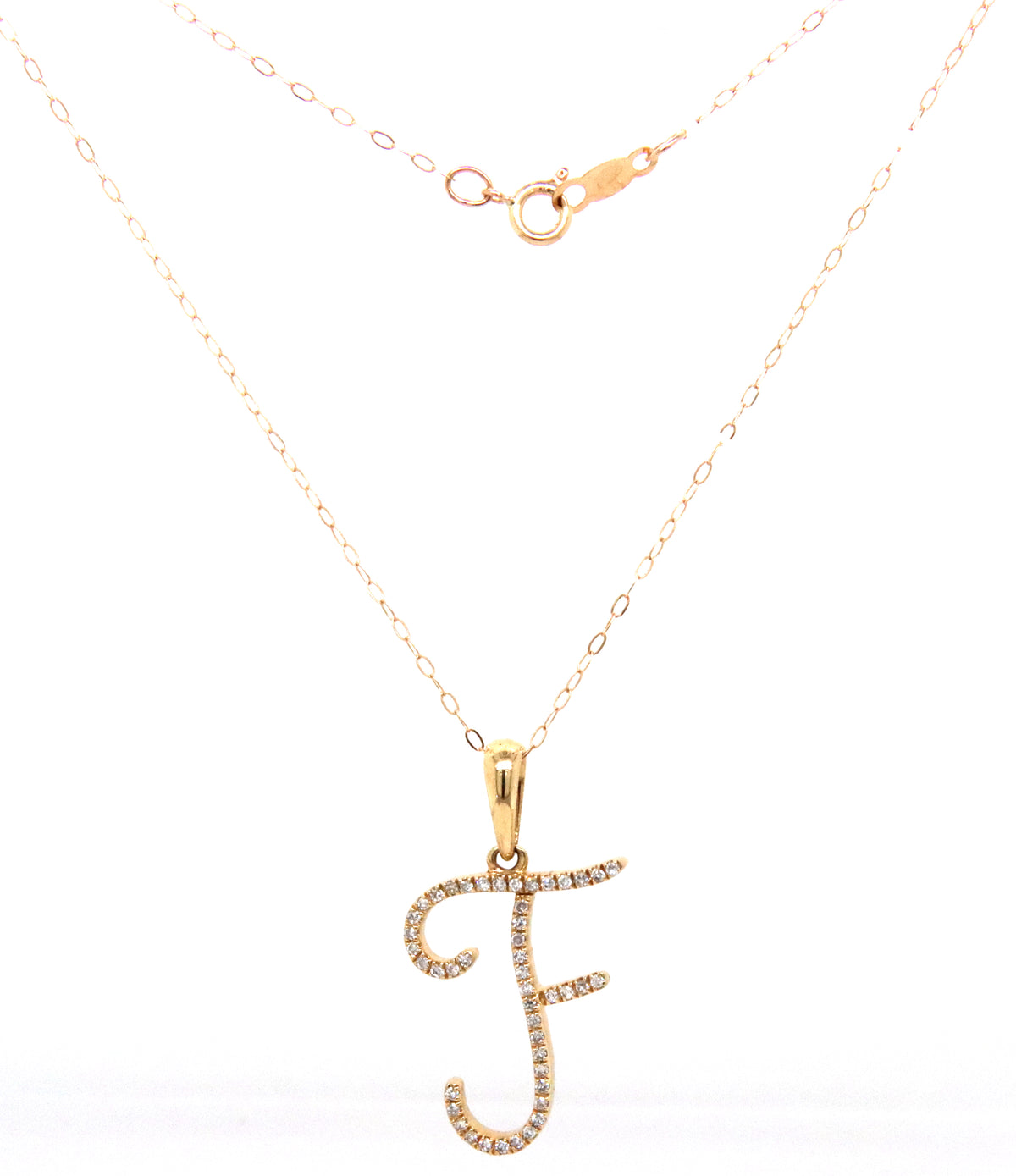 14kt Yellow gold 0.14ctw Diamond F Initial pendant on chain