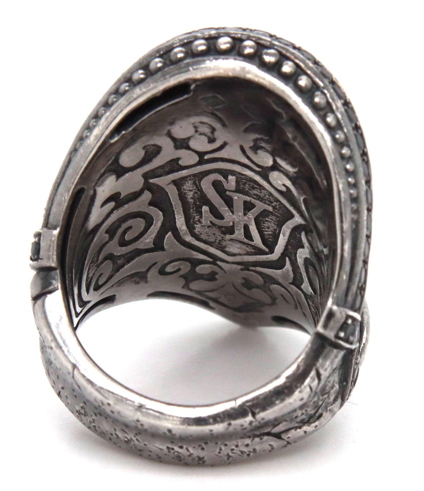 925 Sterling silver Scott Kay large black sapphire ring