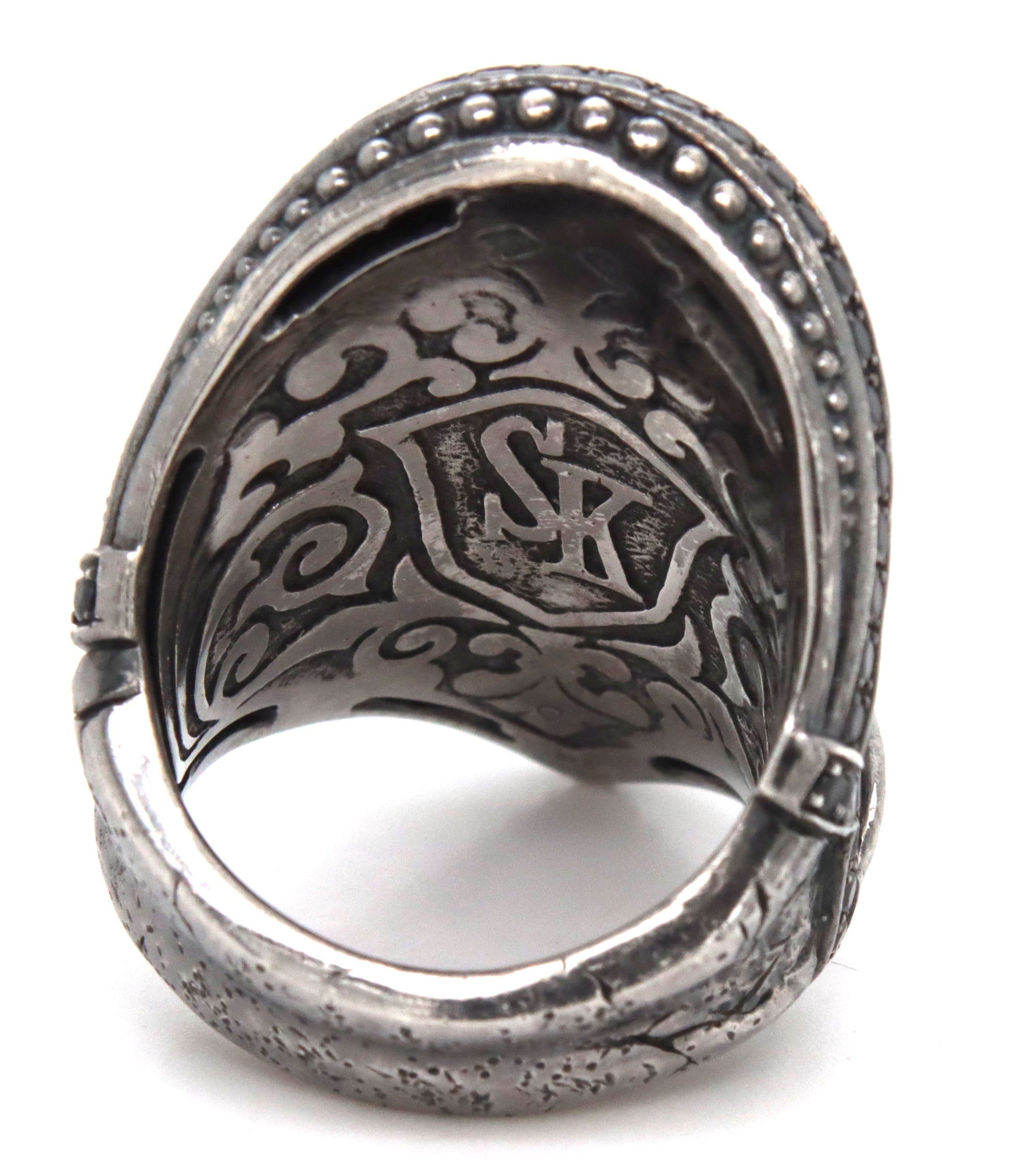 925 Sterling silver Scott Kay large black sapphire ring