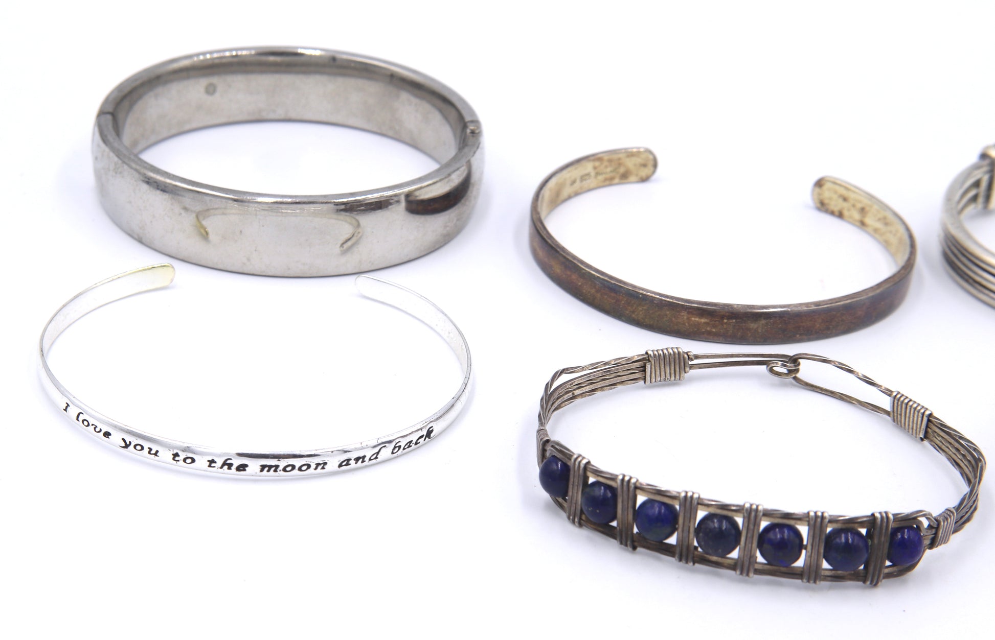 Group lot of vintage 925 sterling silver bangles