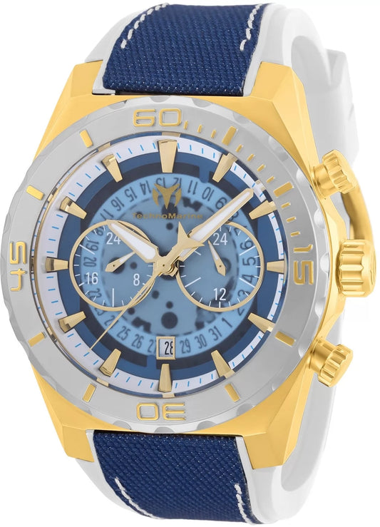 Techomarine Men's TM-519007 Reef Shark Quartz Chronograph Blue, Transparent Dial Watch