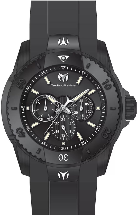 Technomarine Men's TM-625001 UF6 Quartz VH63 Black Dial Watch