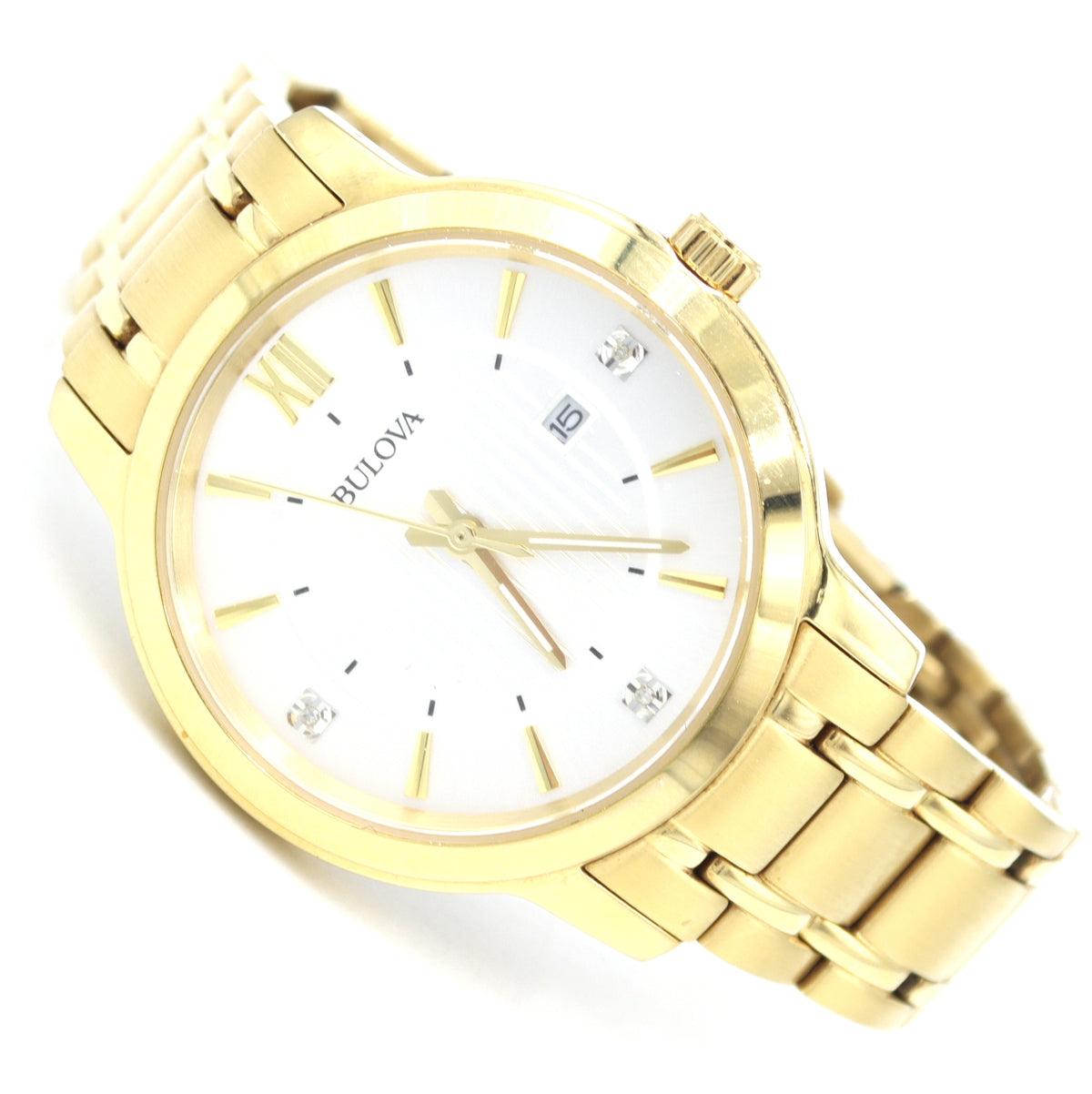 Bulova gold tone quartz round  watch