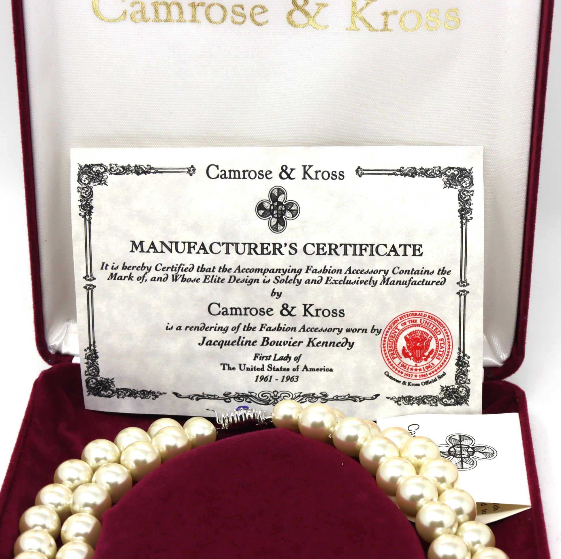 Camrose and Kross European faux pearl double row necklace with Swarovski crystal