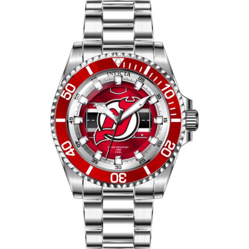 Invicta NHL Women's Red Dial Stainless Steel Quartz Watch