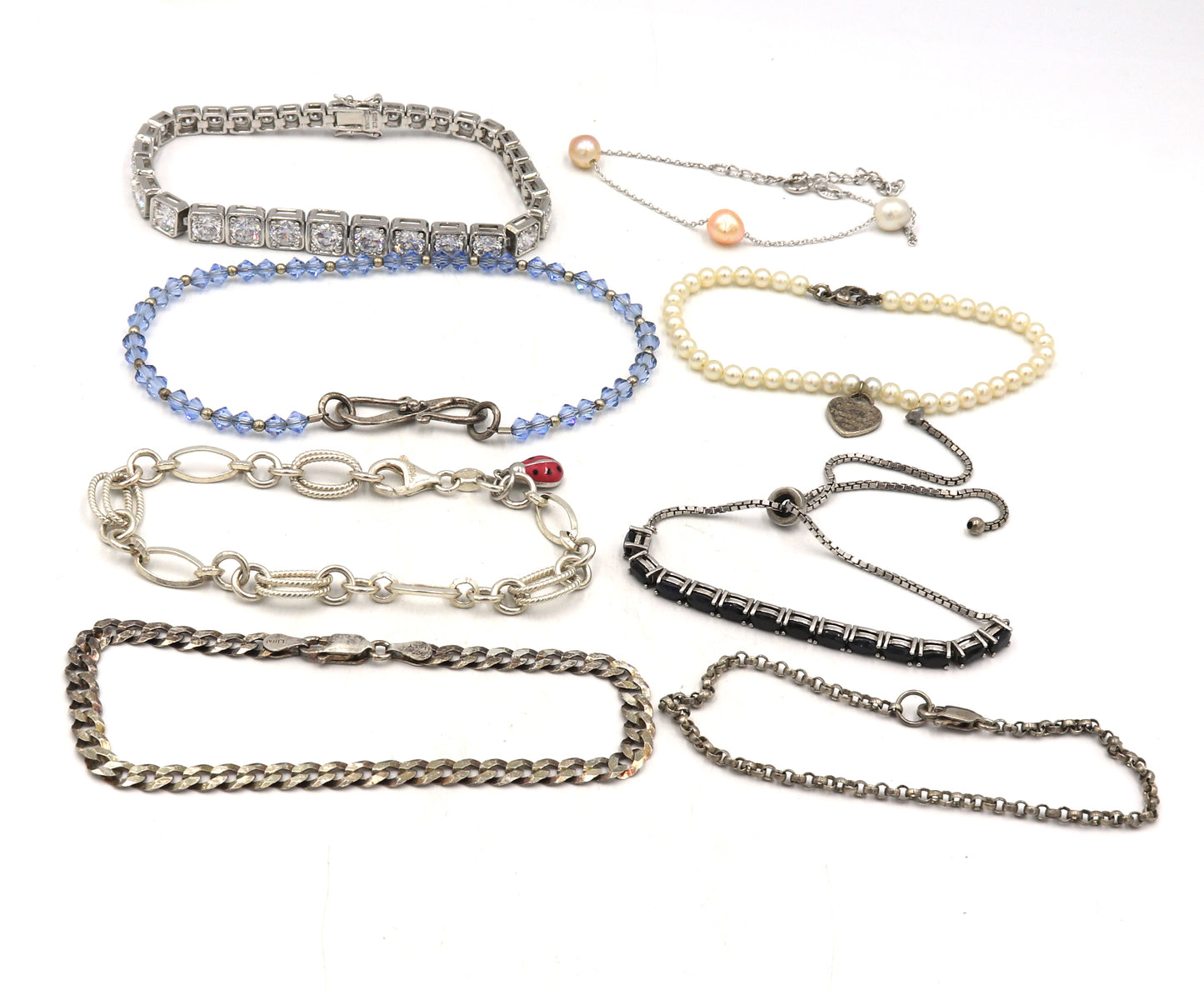 Group lot of Vintage 925 sterling silver bracelets