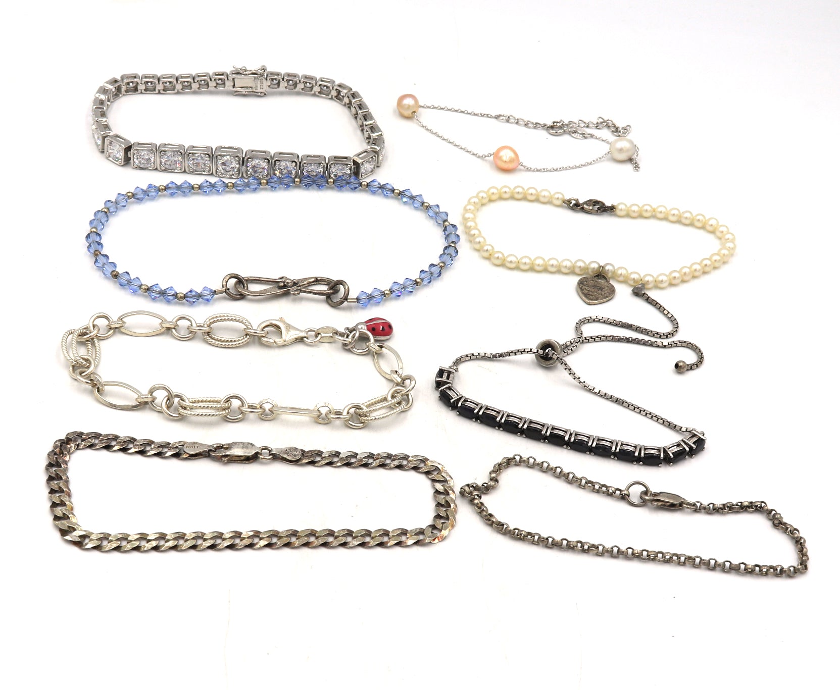 Group lot of Vintage 925 sterling silver bracelets
