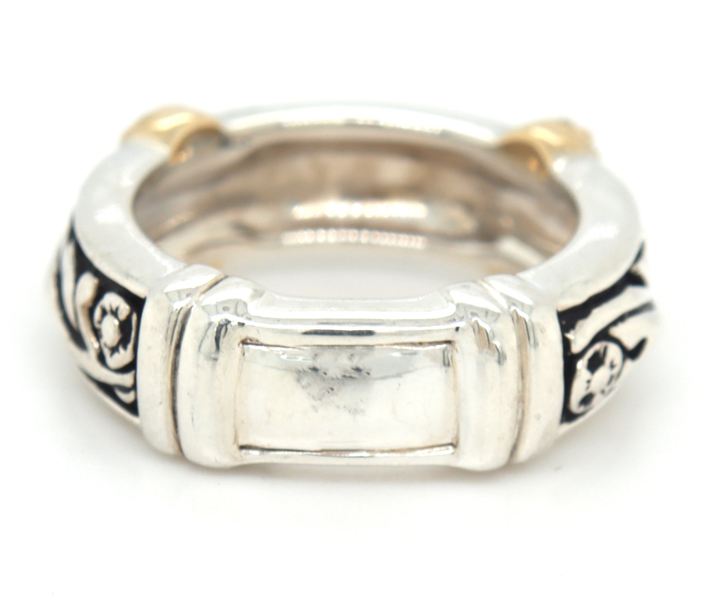 925 Sterling silver two tone band with pave pink sapphires