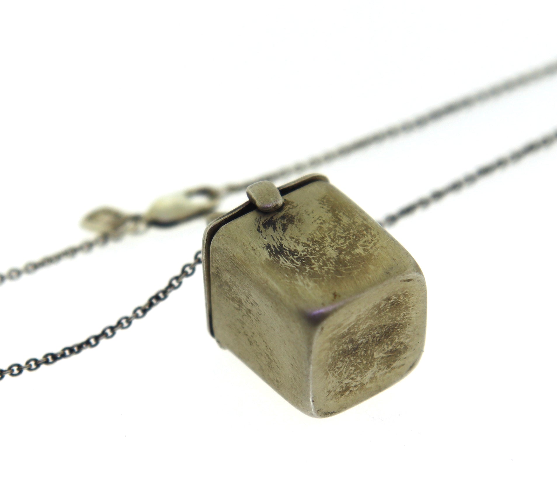 925 Sterling Silver Box Locket Necklace
