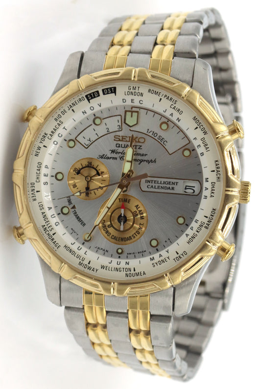 Vintage Seiko chronograph word timer watch