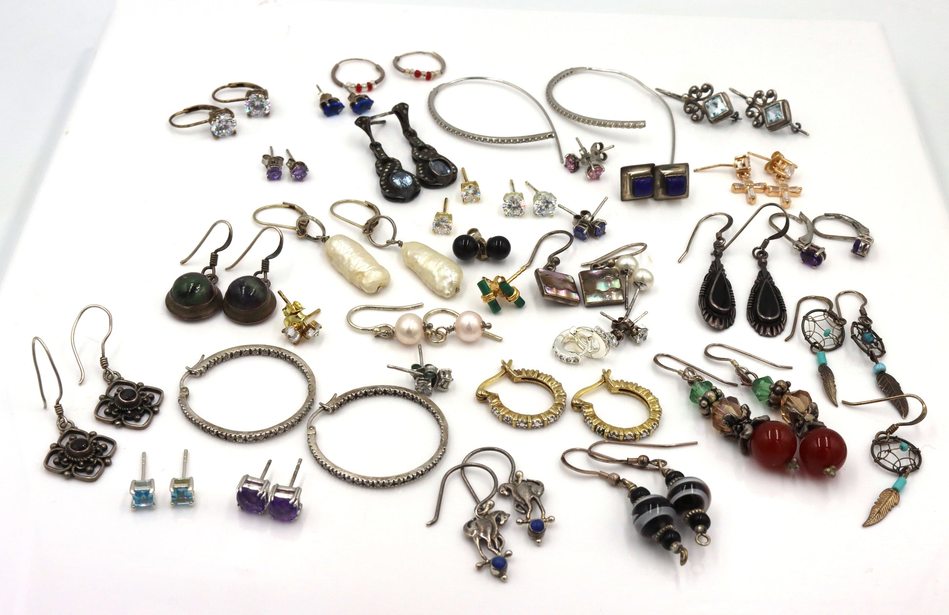 Group lot of vintage 925 sterling silver earrings