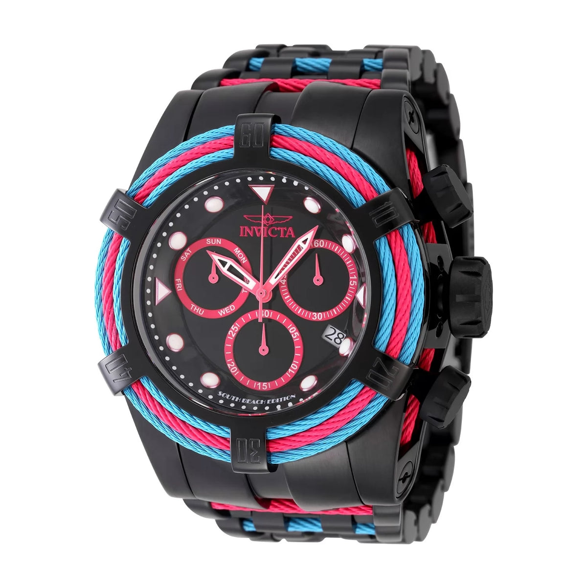 Invicta Men's 48605 Bolt Quartz Chronograph Hot Pink, Black Dial Watch