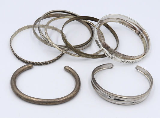 Group lot of Vintage 925 sterling silver bangles