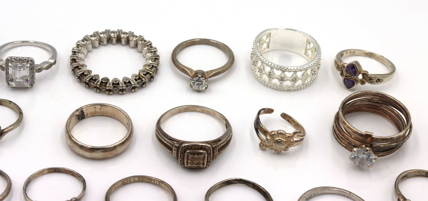 Group lot of vintage 925 sterling silver rings