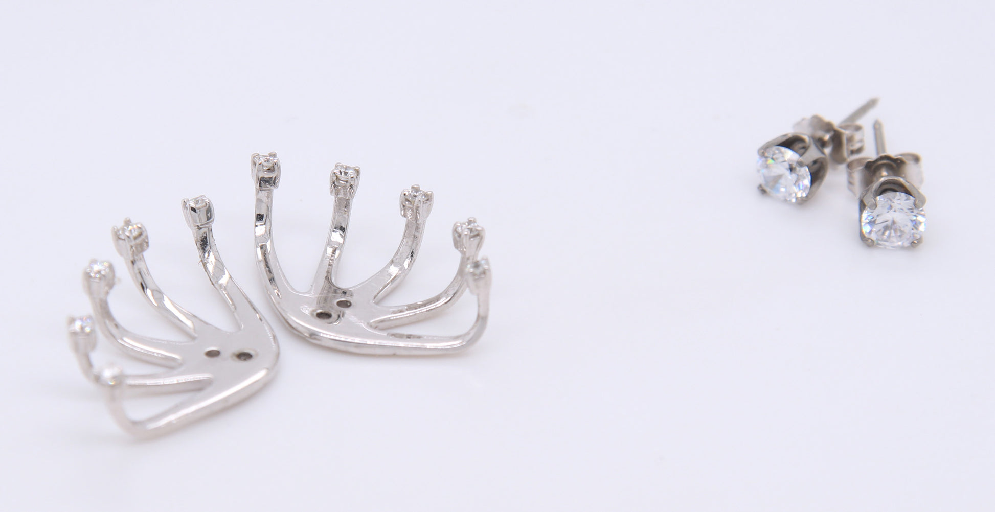 Edgy 14kt WG "Spike" Diamond Earring Jackets