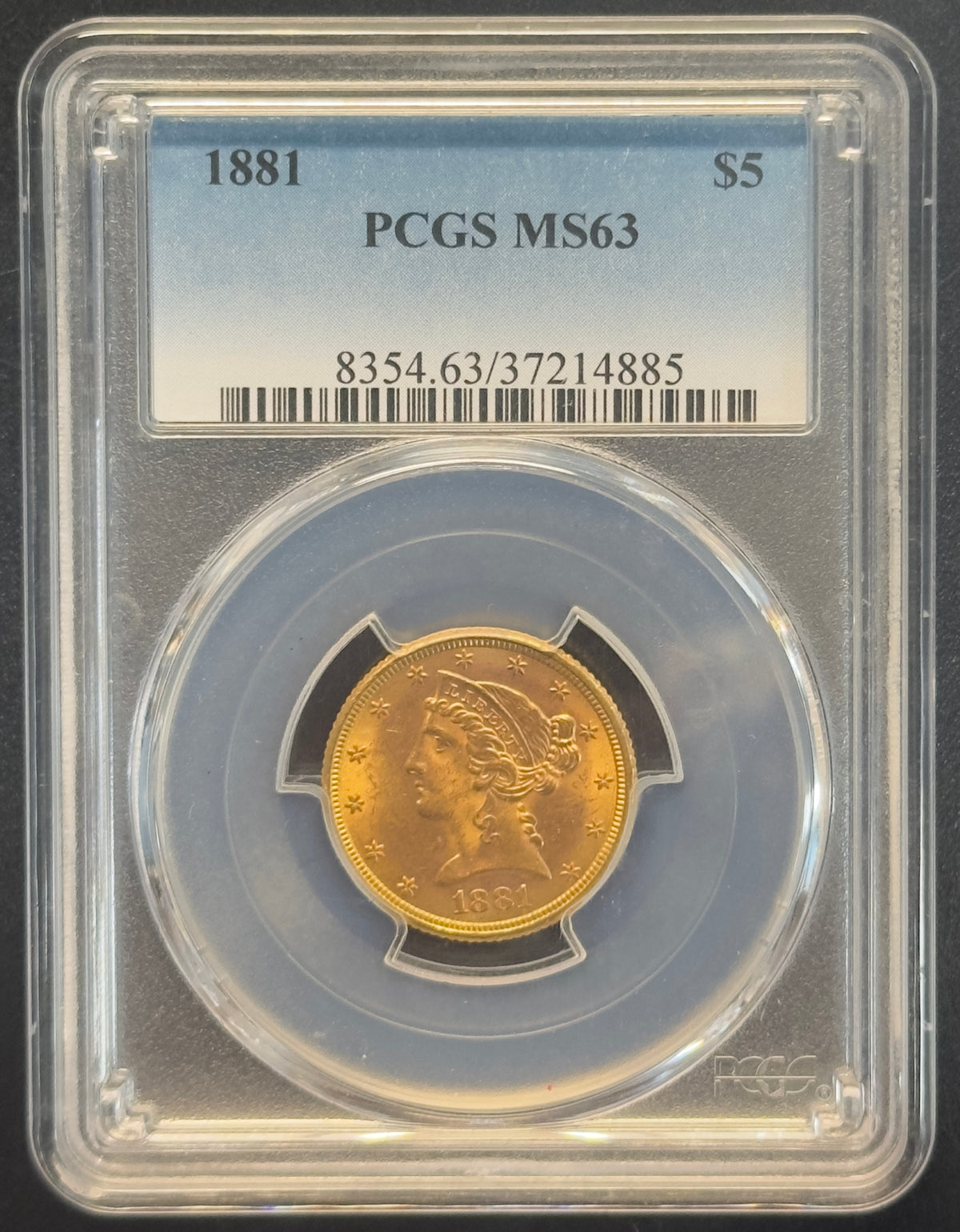 1881 $5 Liberty Gold Half Eagle PCGS MS63