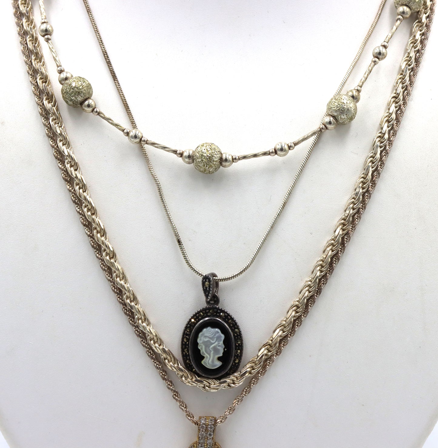 Group lot of 4 Vintage 925 sterling silver necklaces