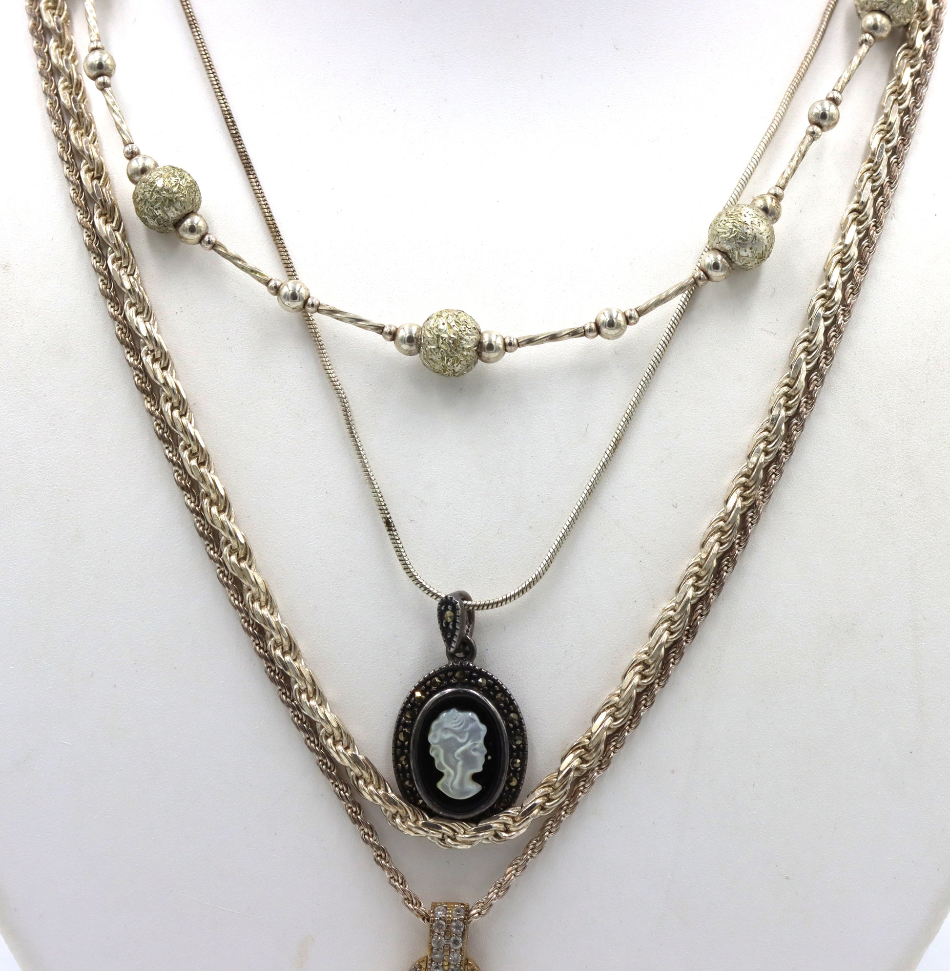 Group lot of 4 Vintage 925 sterling silver necklaces