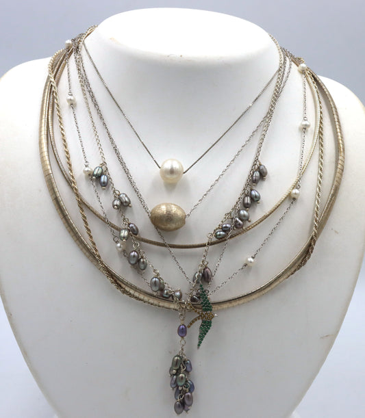 Group lot of 8 Vintage 925 sterling silver necklaces