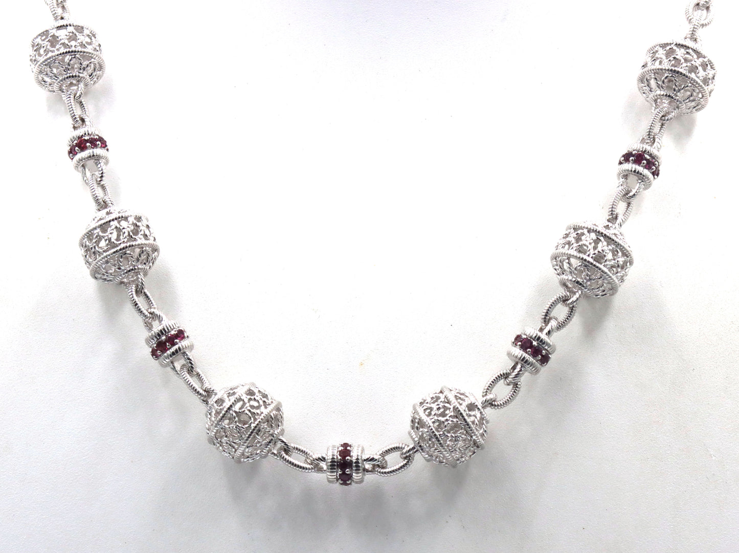 925 Sterling silver signed ball link chain necklace