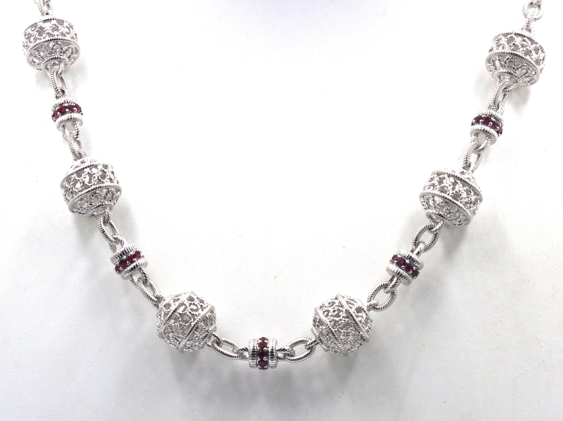 925 Sterling silver signed ball link chain necklace
