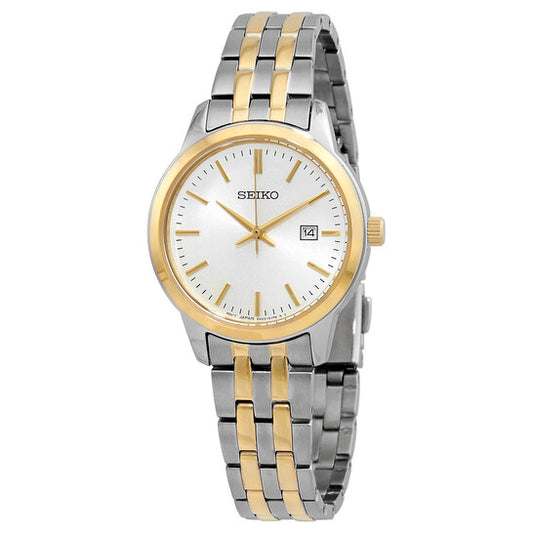 Seiko Classic Women’s Two-Tone Stainless Steel Quartz Watch White Dial 30mm