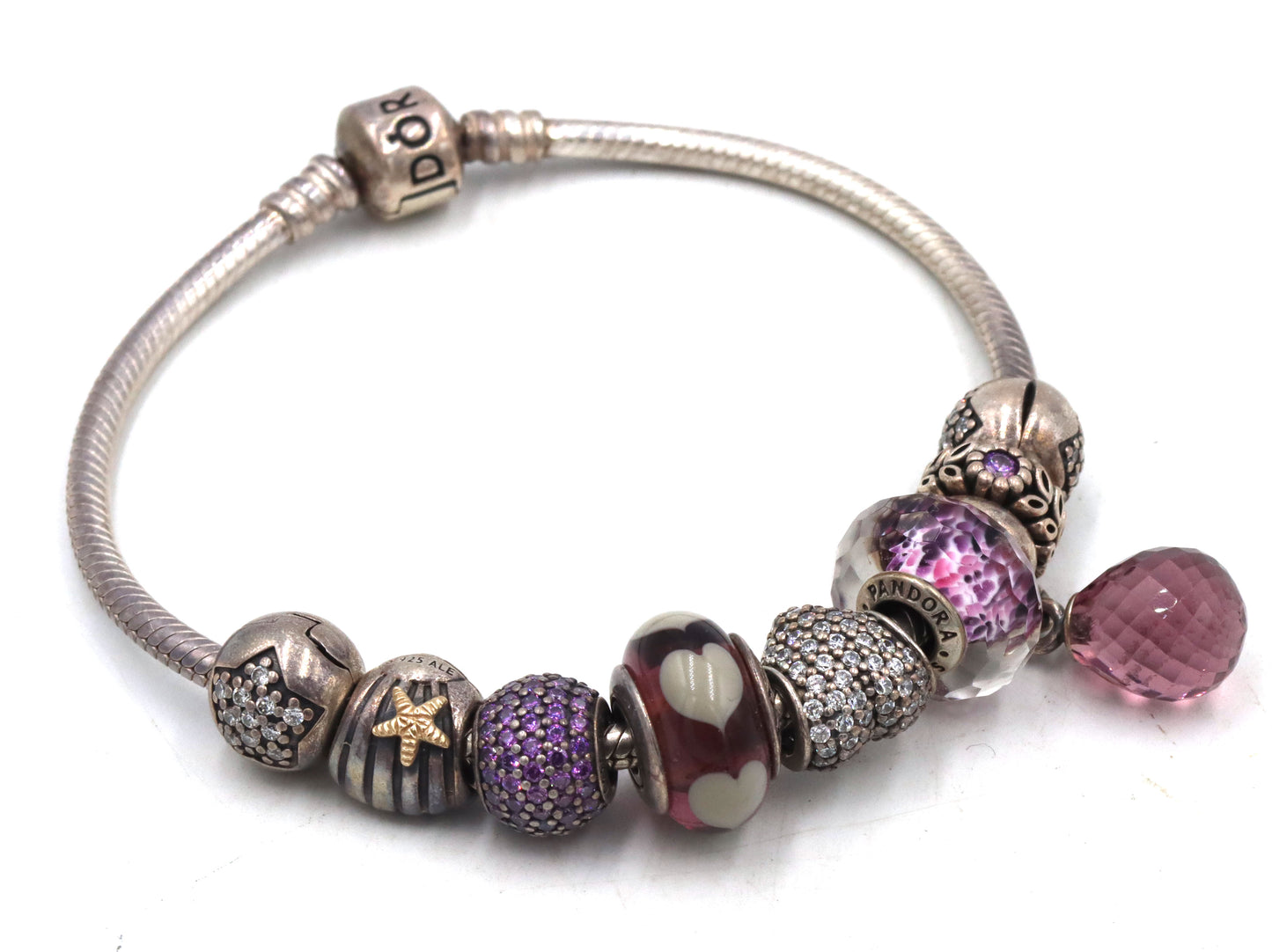 Lot of 3 Pandora charms bracelet in sterling silver