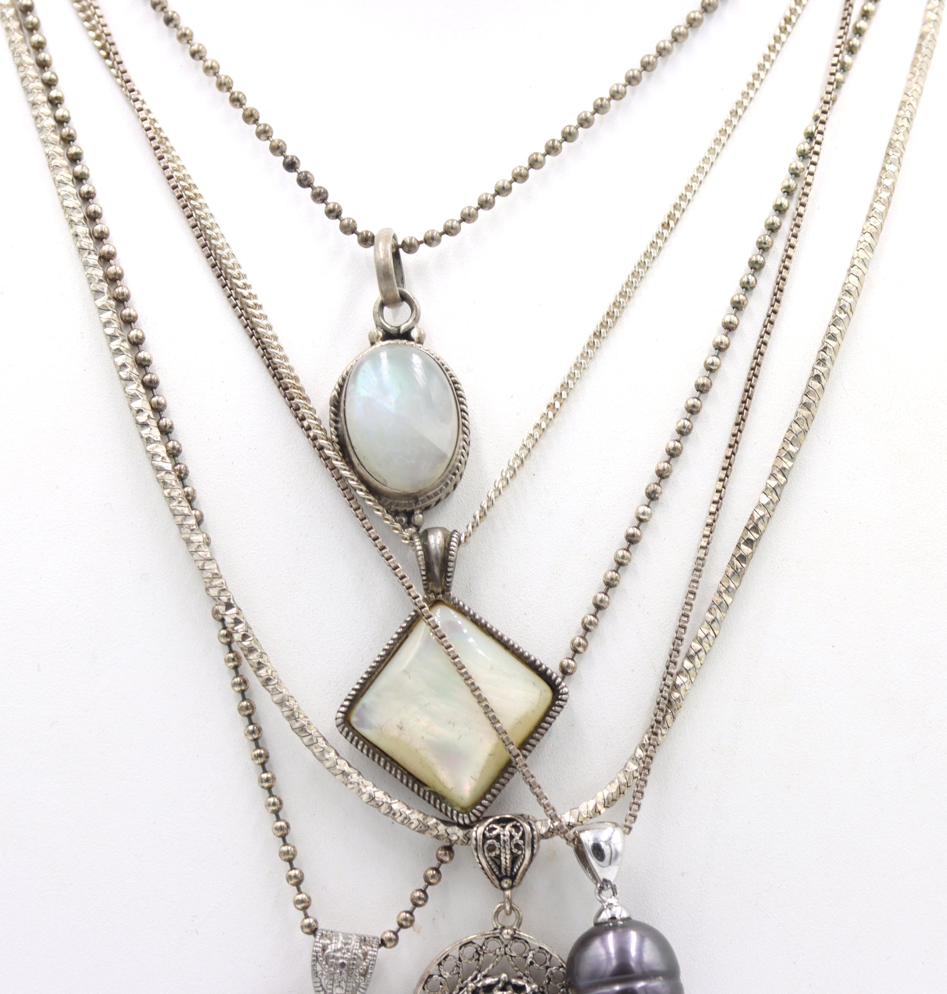 Group lot of 5 Vintage 925 sterling silver necklaces
