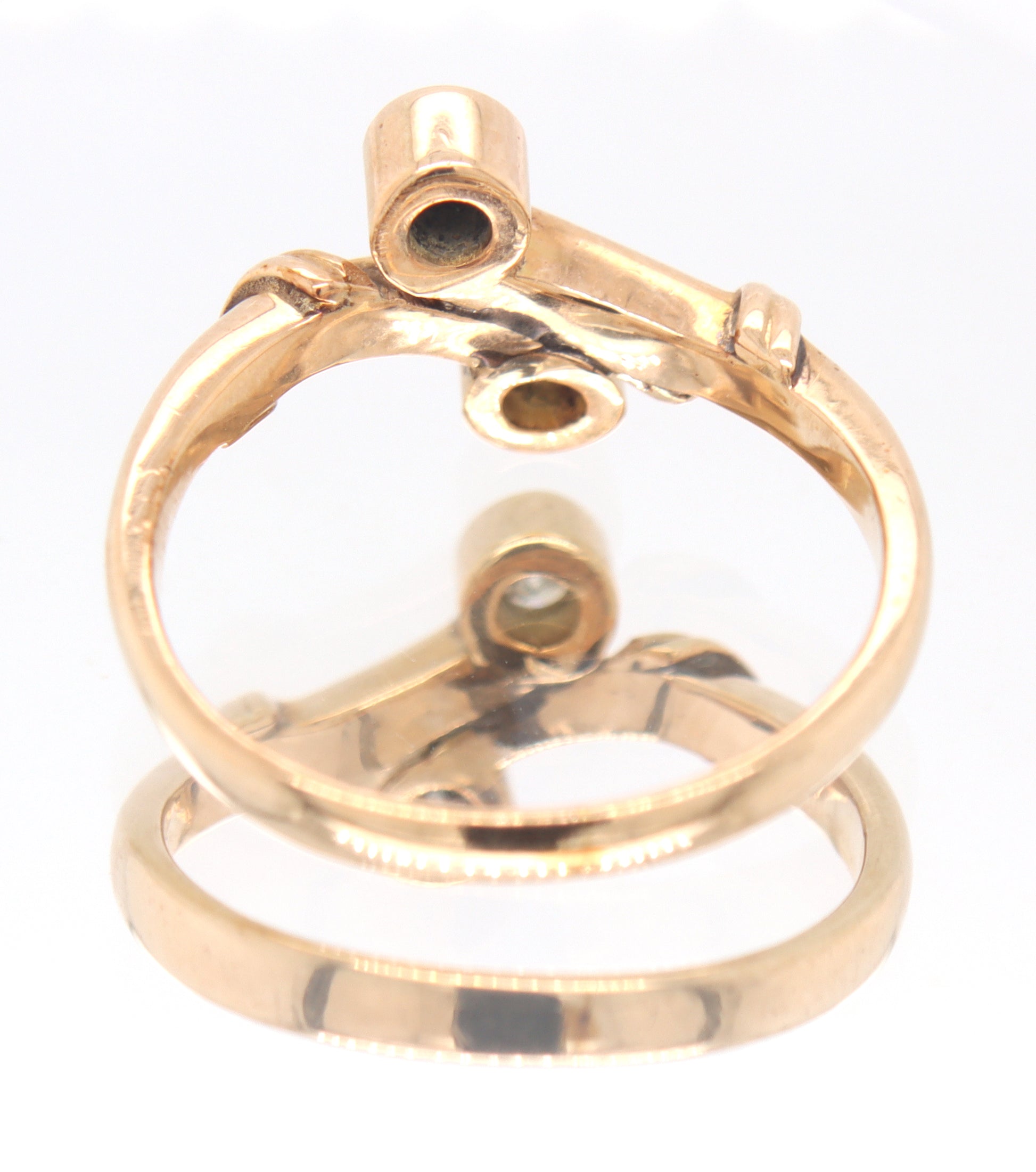 14kt Yellow gold diamond bypass ring