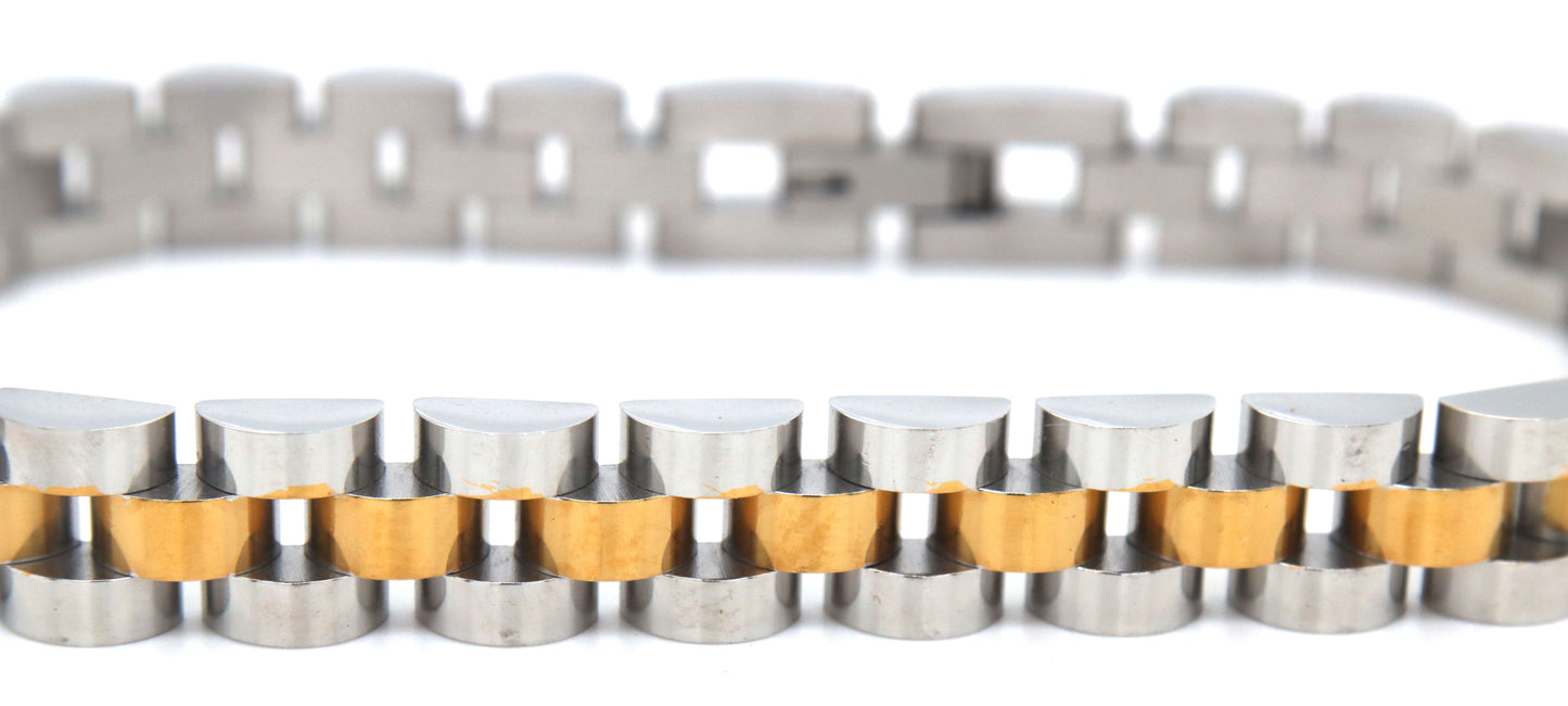 Stainless steel two tone bracelet