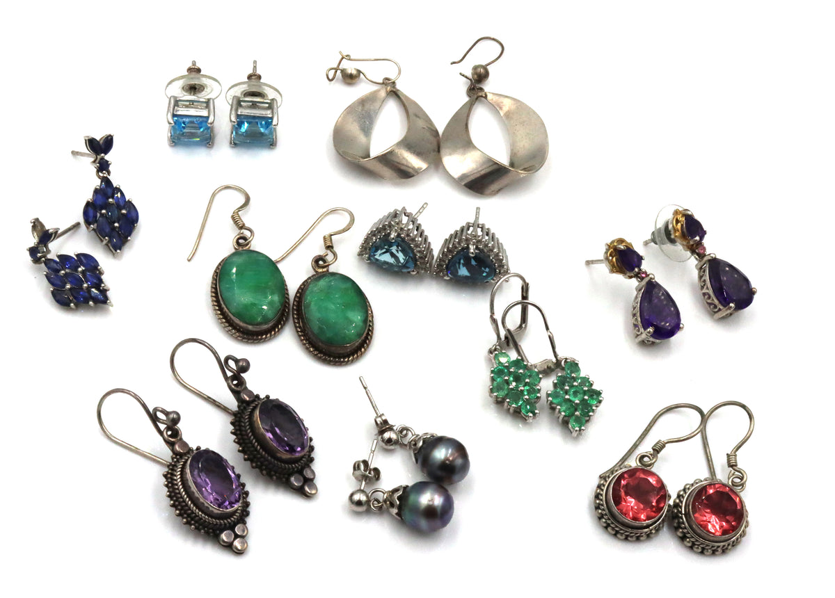 10 Pair of 925 sterling silver earrings