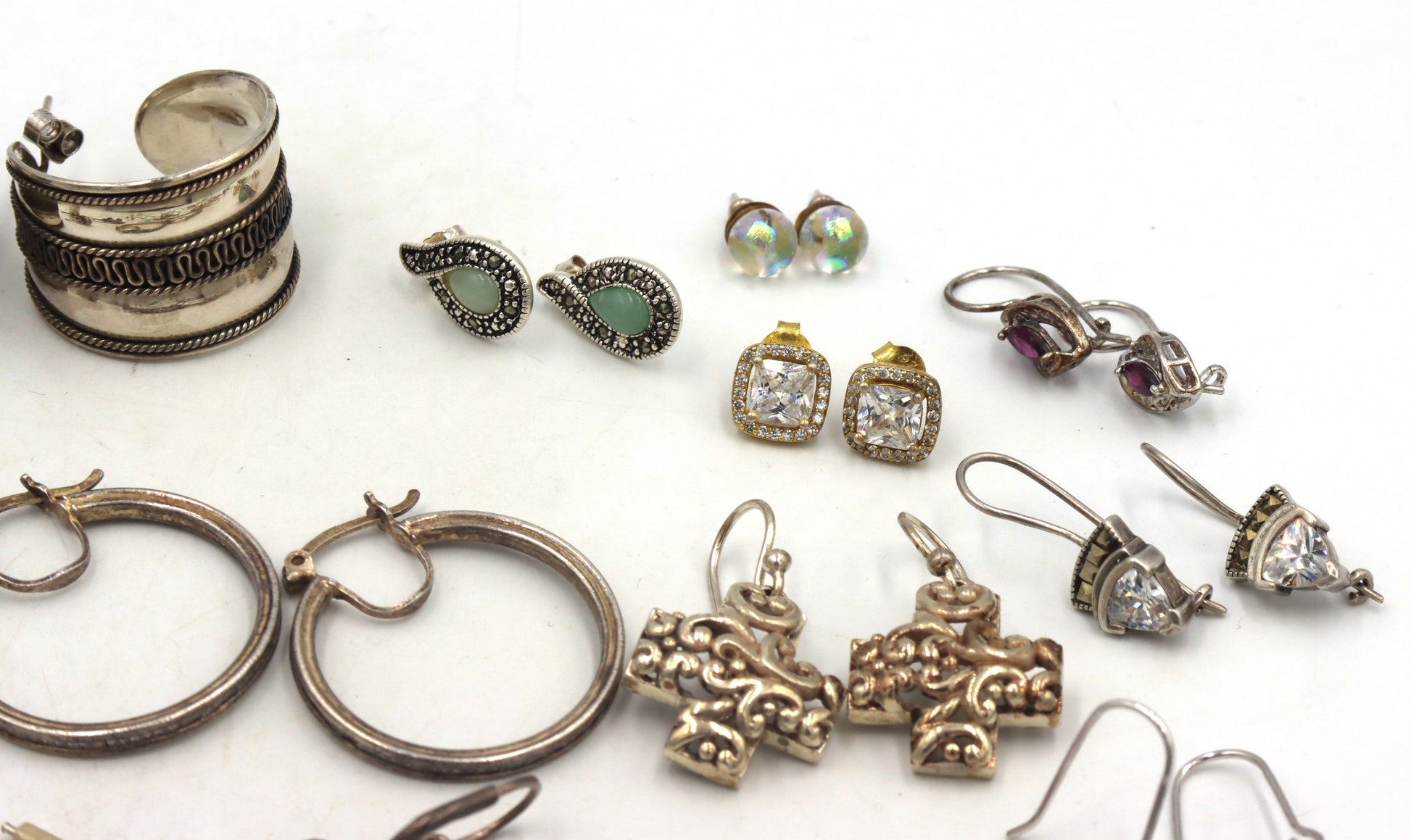 Vintage 925 sterling silver group lot of earrings