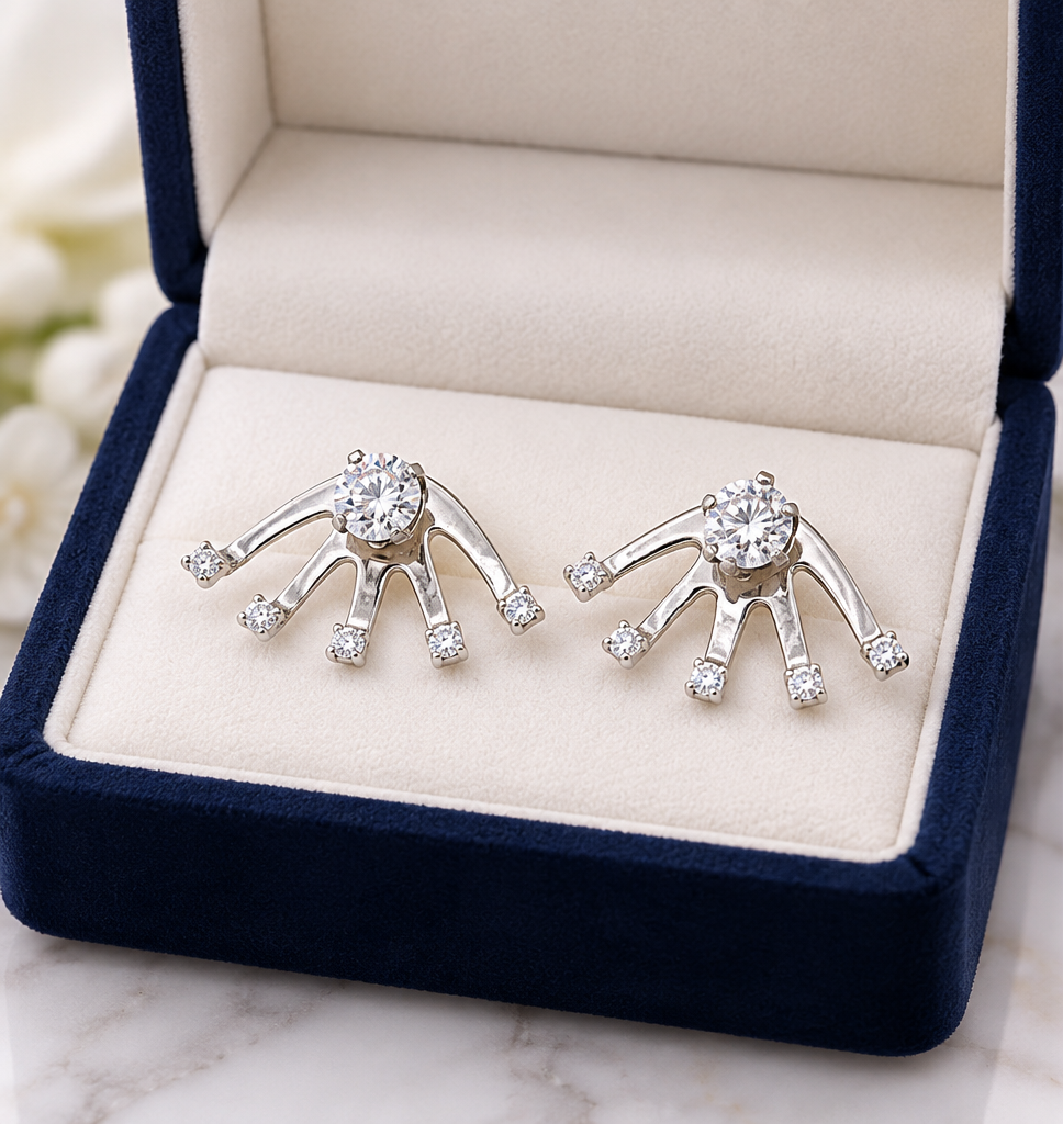 Edgy 14kt WG "Spike" Diamond Earring Jackets