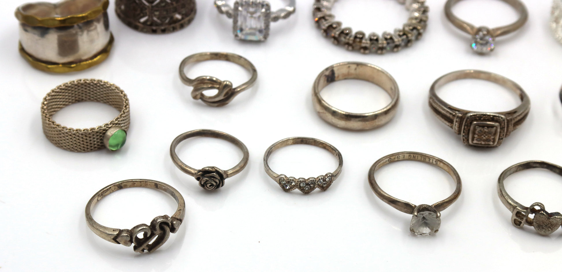 Group lot of vintage 925 sterling silver rings