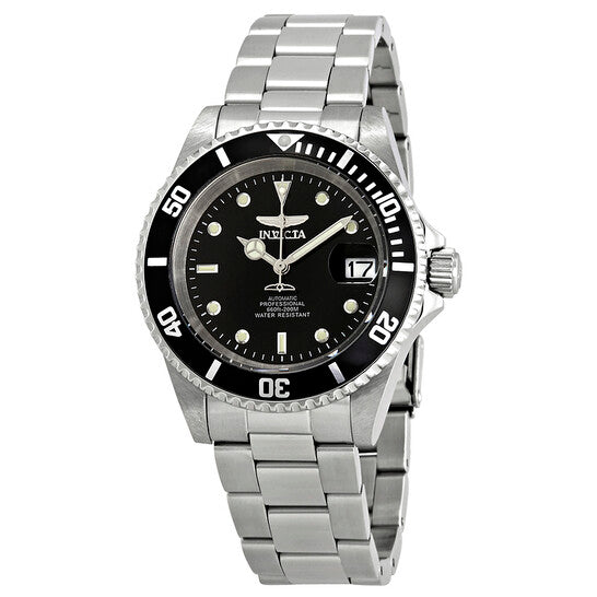 Invicta Pro Diver Automatic Men's Watch – Black Dial, Stainless Steel Bracelet