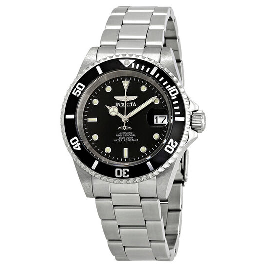 Invicta Pro Diver Automatic Men's Watch – Black Dial, Stainless Steel Bracelet