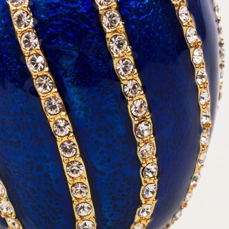 3.2" Twisted Fabergé Egg Replica Jewelry Box – Blue Keepsake Яйцо Фаберже