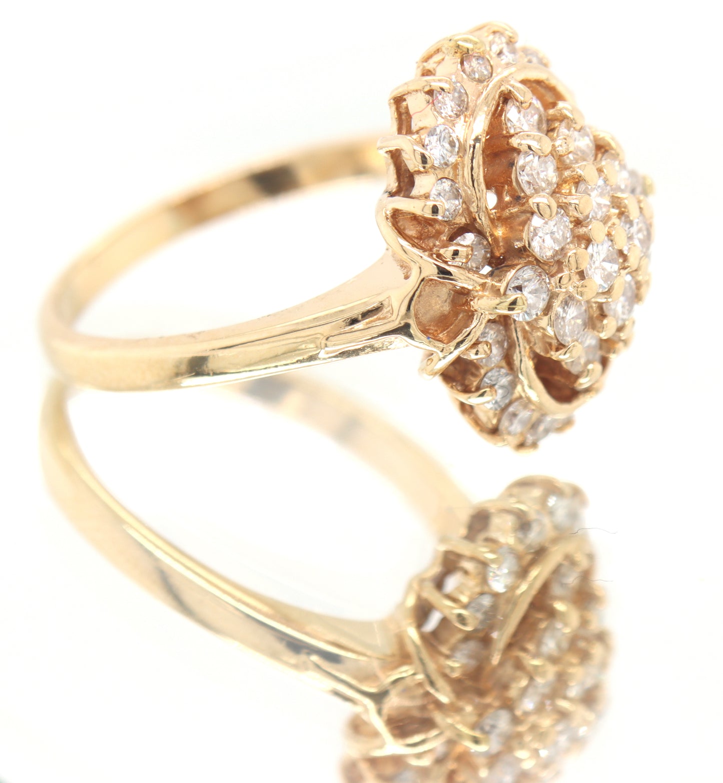 14kt Yellow Gold approximate 0.60ctw Diamond Cluster Ring