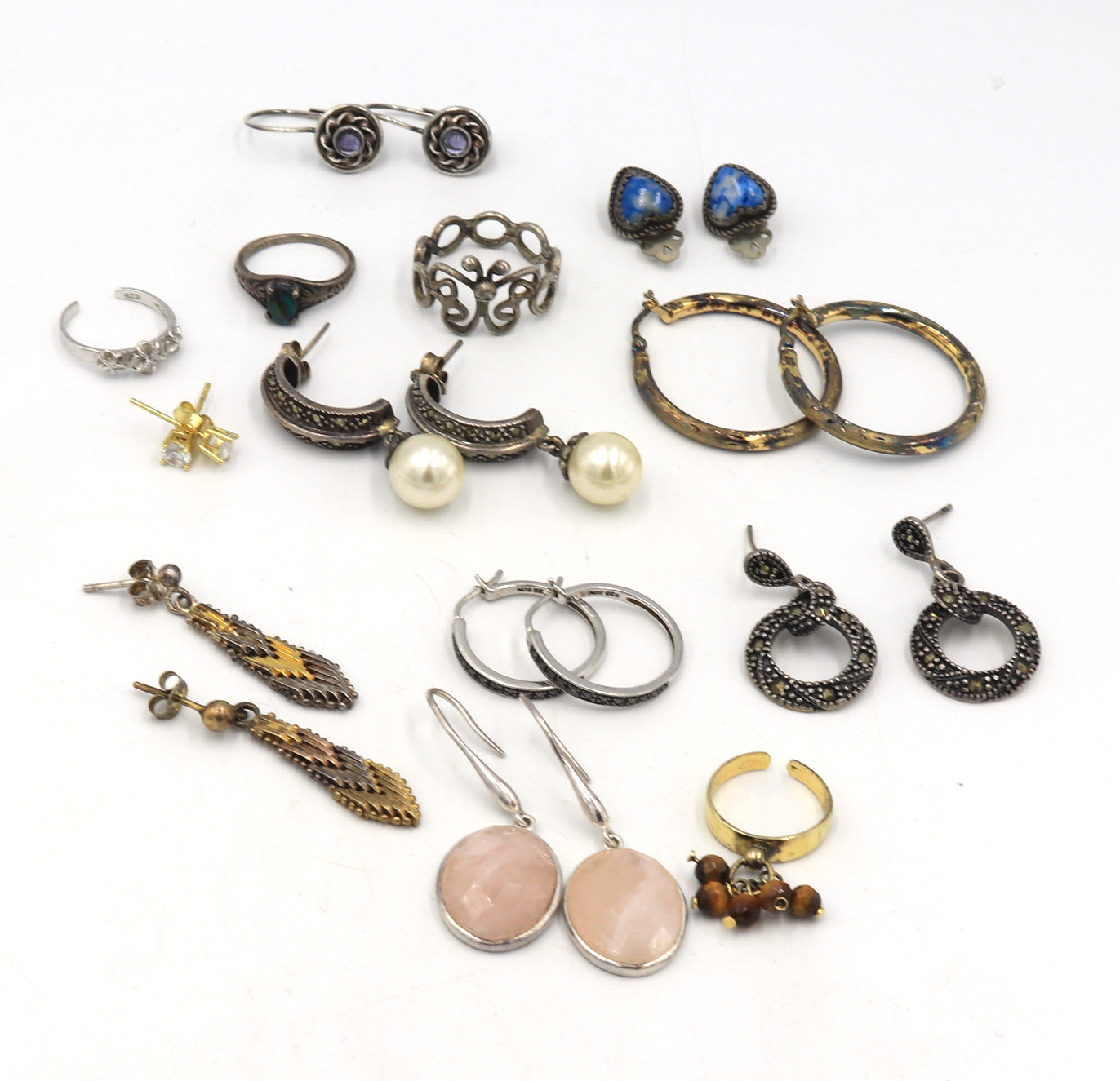 Group lot of Vintage 925 sterling silver earrings and rings