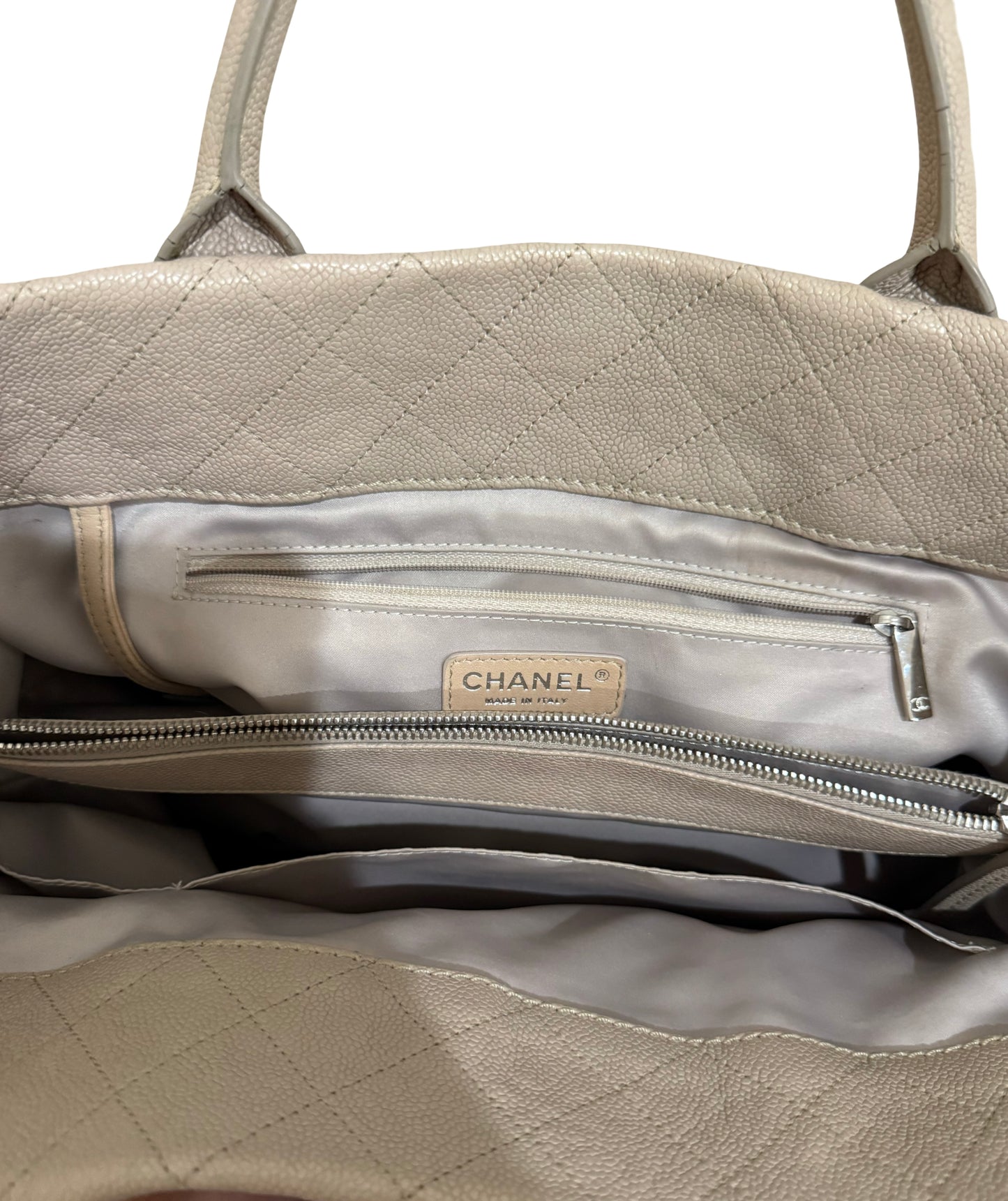 Pre owned authentic beige Chanel tote bag