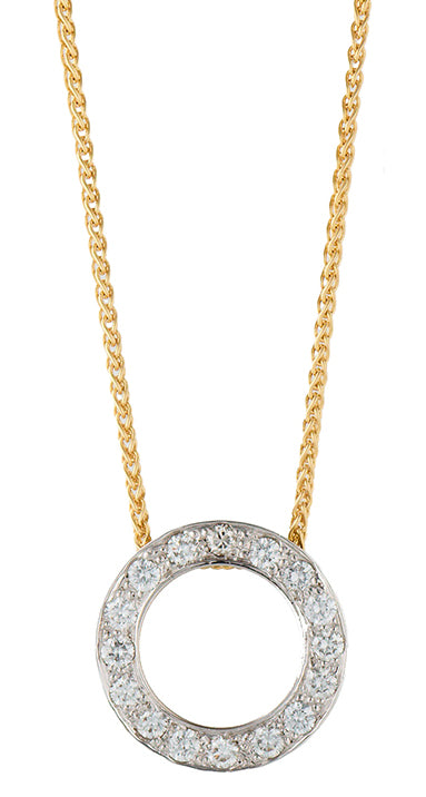 1.00ctw Diamond Open Circle Two Tone Pendant Necklace in 18K