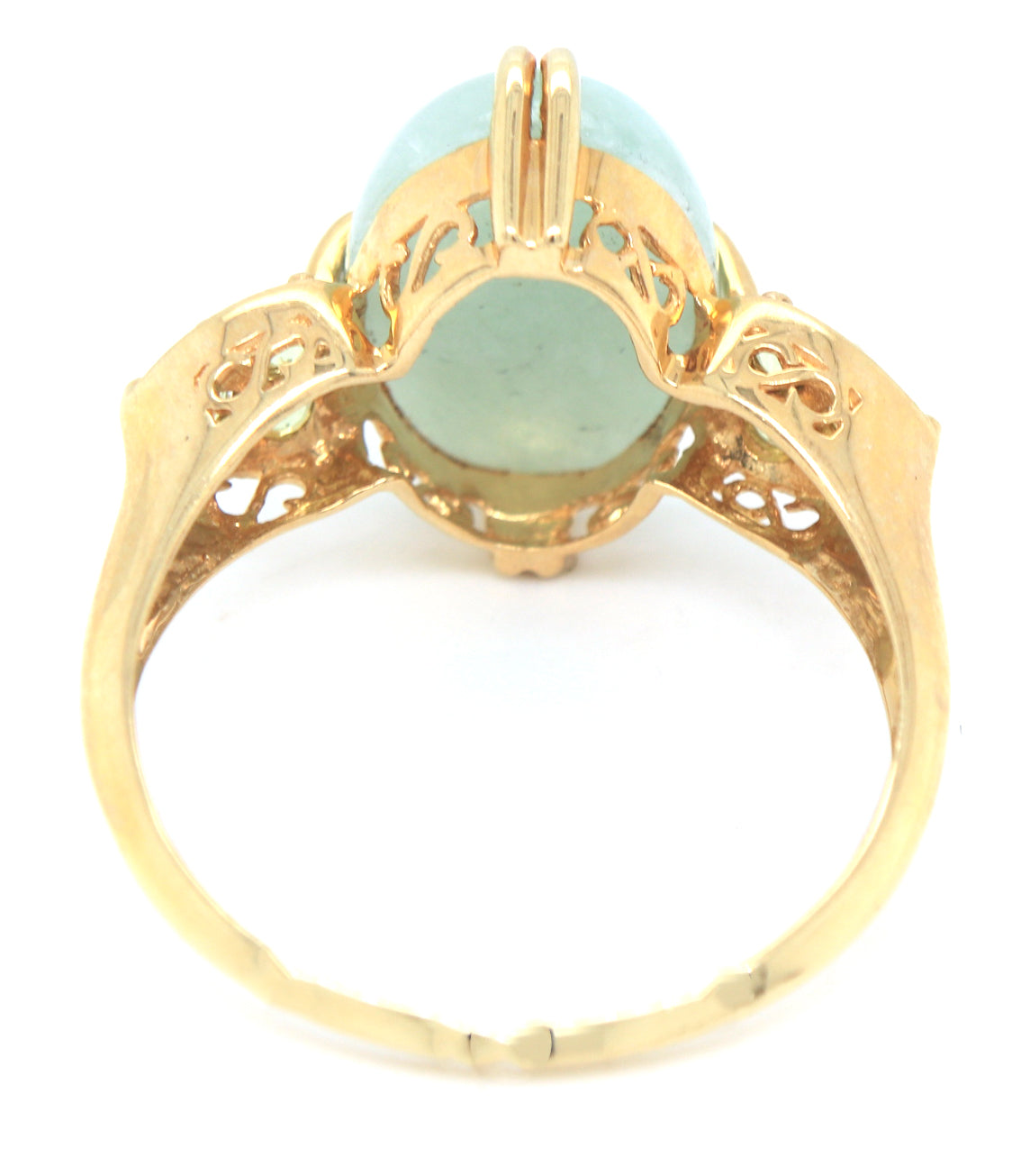 14kt Yellow gold Jade and peridot ring