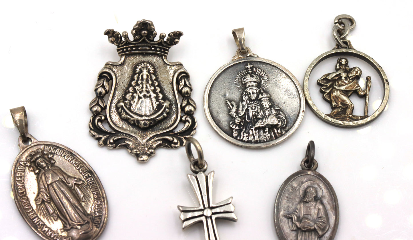 Group lot of Vintage 925 sterling silver Religion pendants