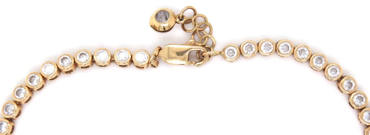 14KT Yellow Gold Blue Evil Eye CZ Tennis Bracelet