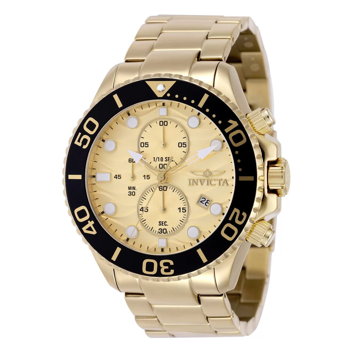 Invicta Men's 50225 Pro Diver Quartz VD57 Gold Dial Watch