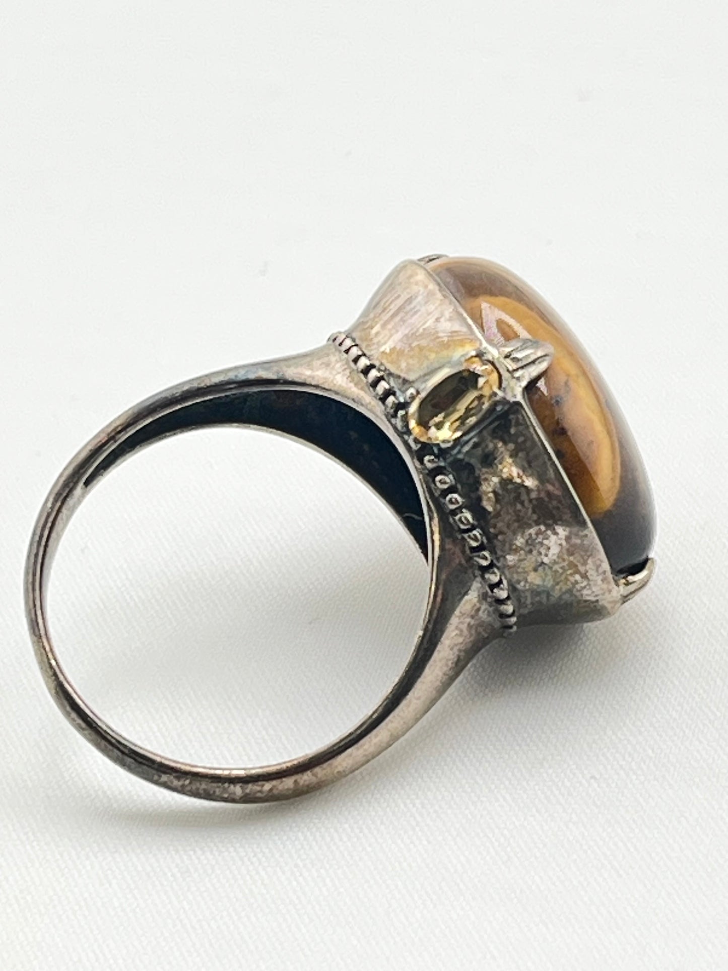 925 Sterling Silver Oval Shape Tiger Eye Ring